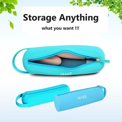Kreisförmiger Stift Eimer Silikon-Kosmetik-Tasche Tragbare wasserdichte Silikon-Tasche Schmuck Silikon-Tasche